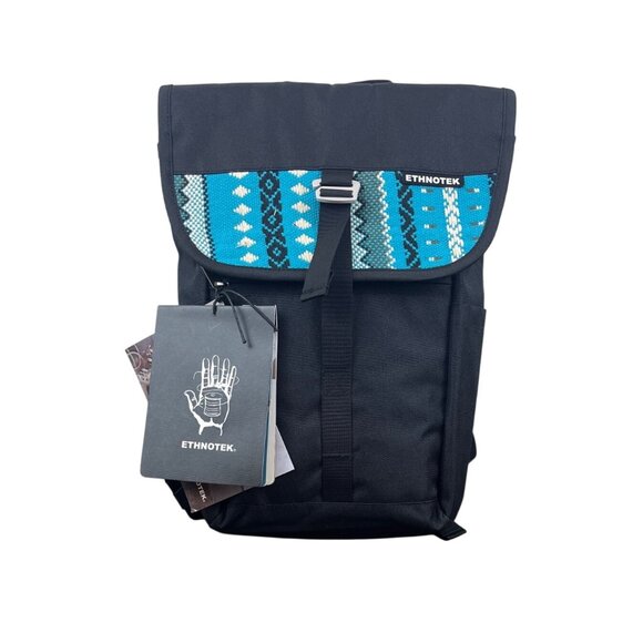 Ethnotek Women’s Black & Blue Buckle Closure Atma Backpack Size M - New - Picture 1 of 10
